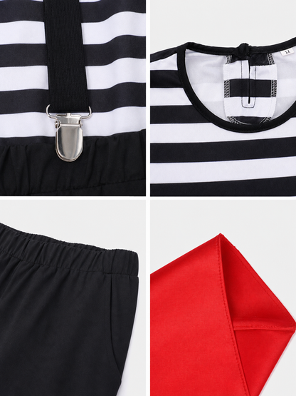 Retro Mime Cosplay Costume, Striped