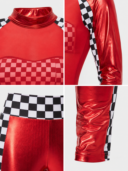 Two-Piece Stage Costume with Checkerboard Details