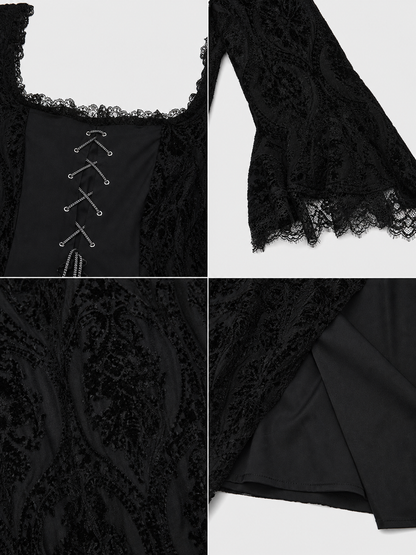 Historical Gothic Floor-Length Lace Dress