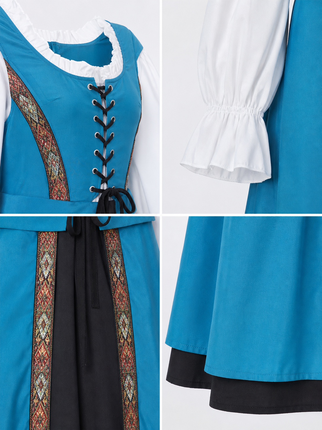 Blue Historical Costume with Long Sleeves