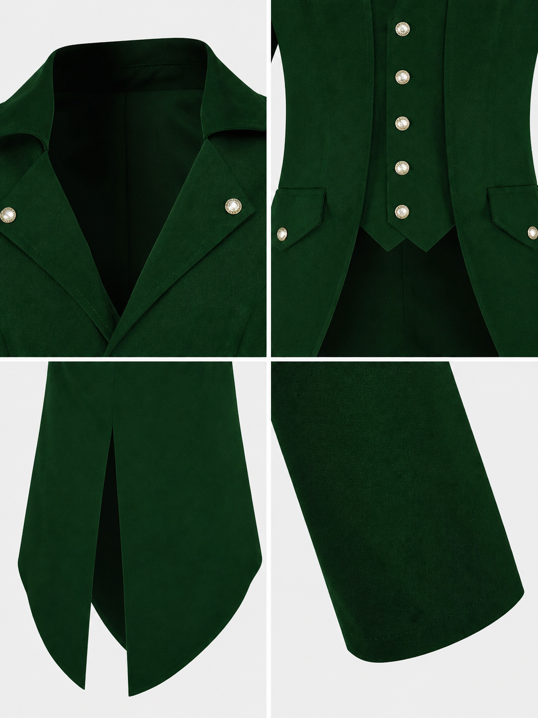 Long Dark Green Gothic-Style Tailcoat