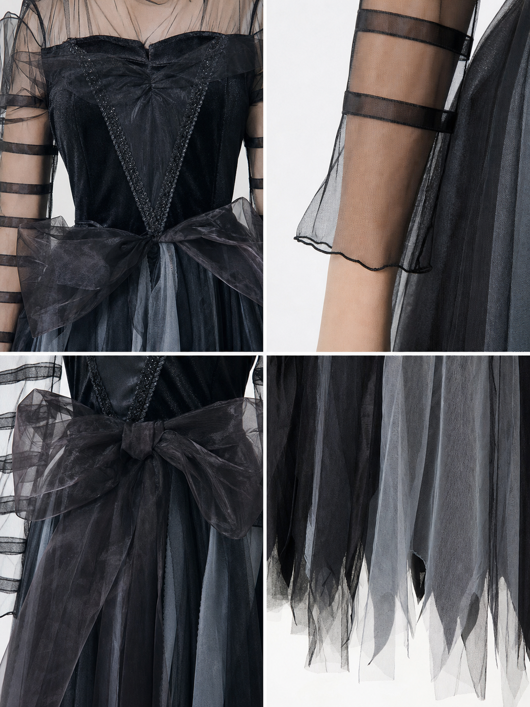 Gothic Witch Costume Dress with Full Skirt