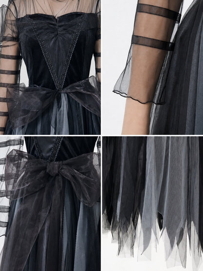 Gothic Witch Costume Dress with Full Skirt