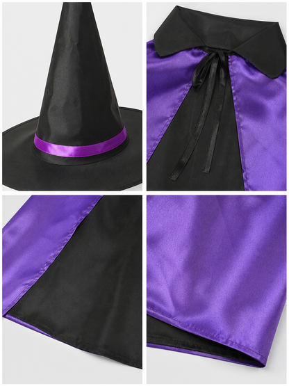 Halloween Costume with Purple Cape and Hat