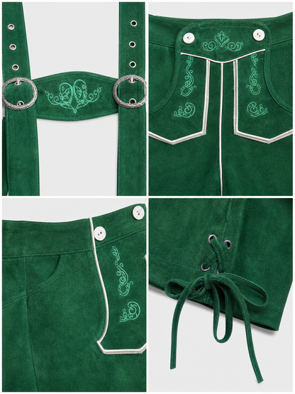 Green Suspender Pants for Oktoberfest