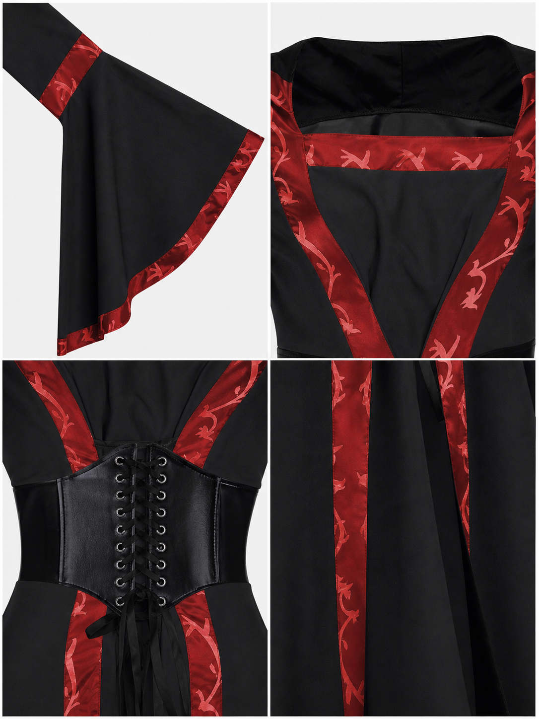 Black Gothic Dress with Hood and Lacing