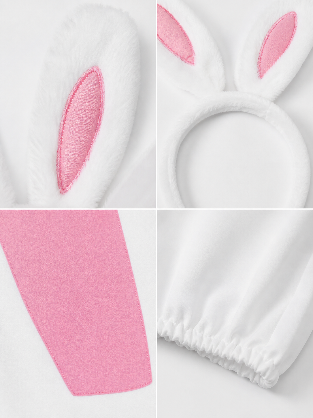 Rabbit Costume with Ears, Tail, and Pink Panel