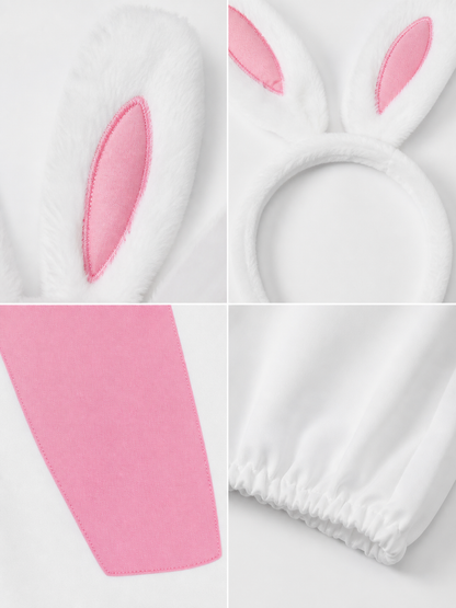 Rabbit Costume with Ears, Tail, and Pink Panel