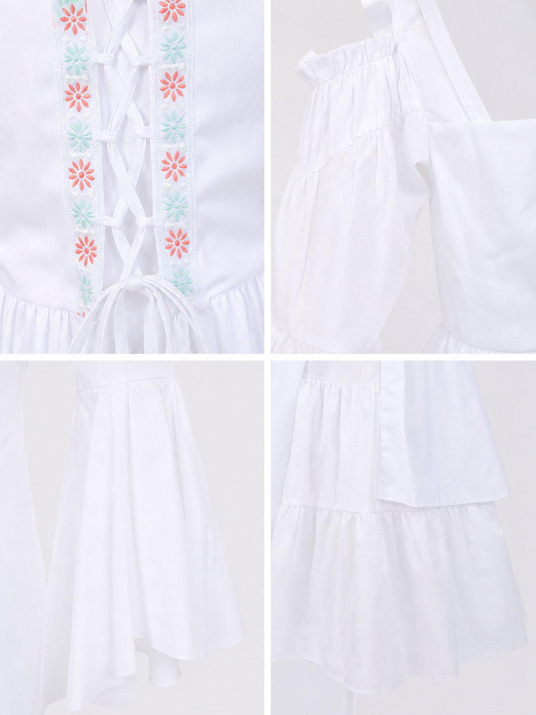 Maxi Dress with Embroidery and Lacing in a Retro Style