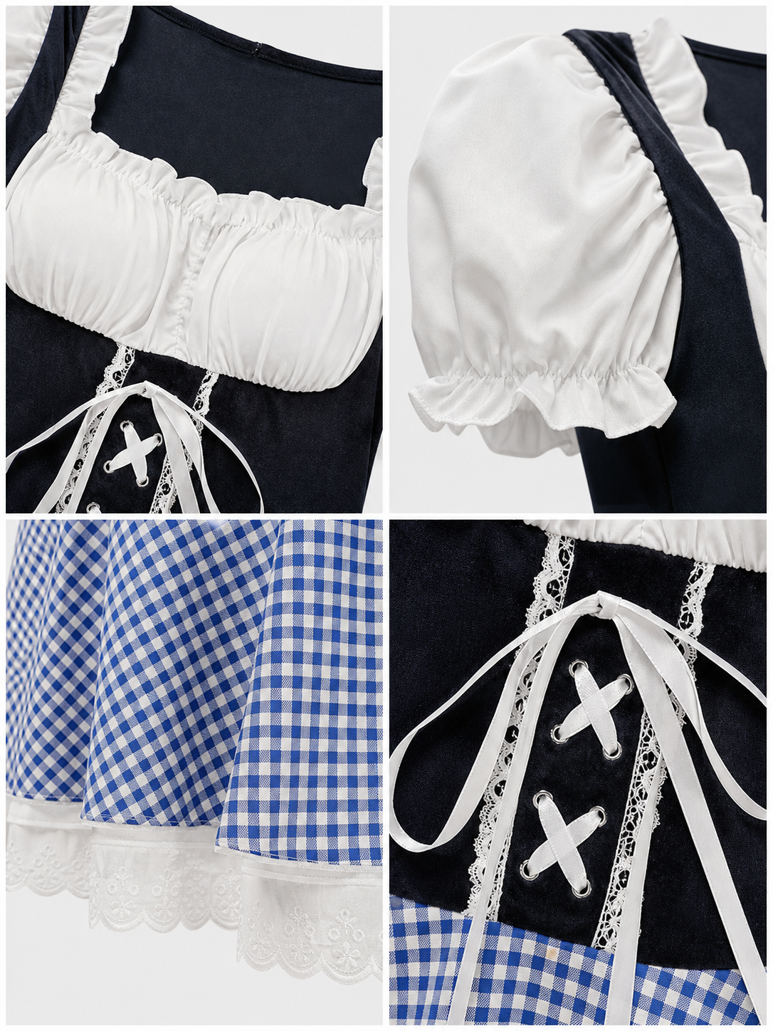 Plaid Dirndl-Style Dress for Celebrations