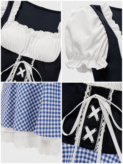 Plaid Dirndl-Style Dress for Celebrations