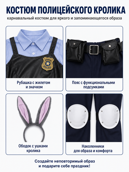 Carnival Police Rabbit Costume detail view