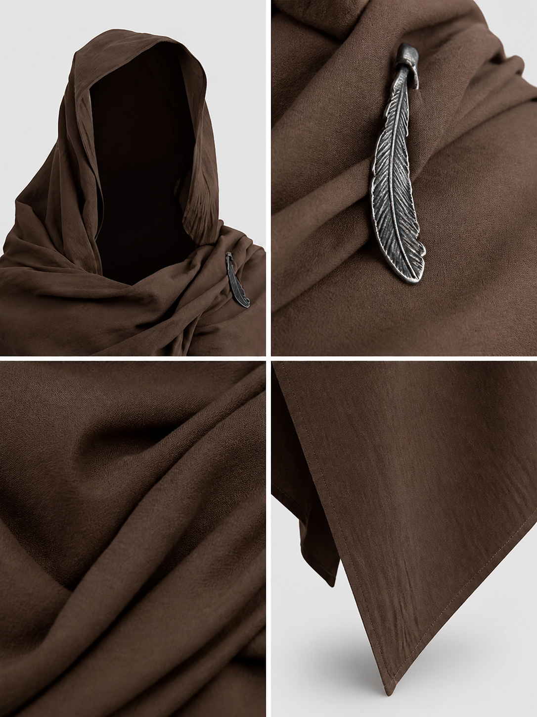 Brown Carnival Cloak with Hood detail view 2