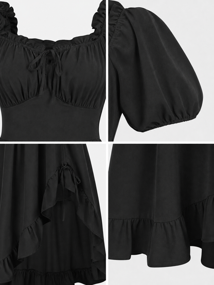 Black Renaissance-Style Ruffle Dress
