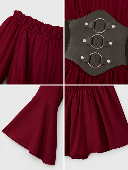 Costume Dress with Belt and Flared Sleeves