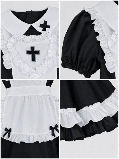 Black-and-White Gothic Lolita-Style Dress Costume
