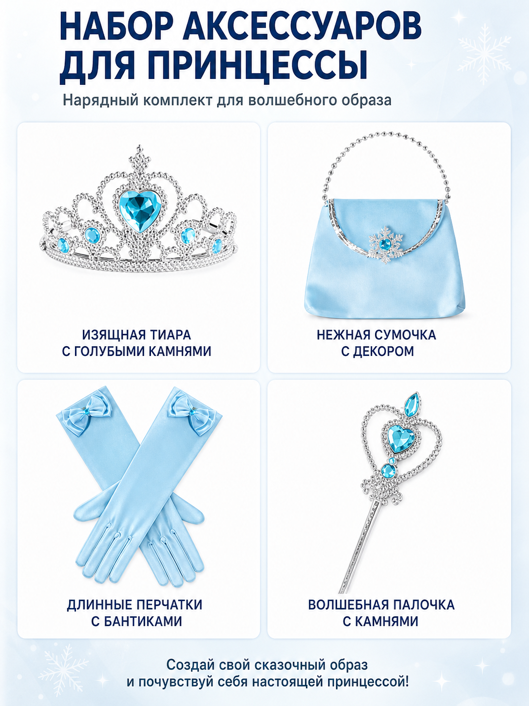Blue Children's Tutu Skirt with Crown and Accessories detail view
