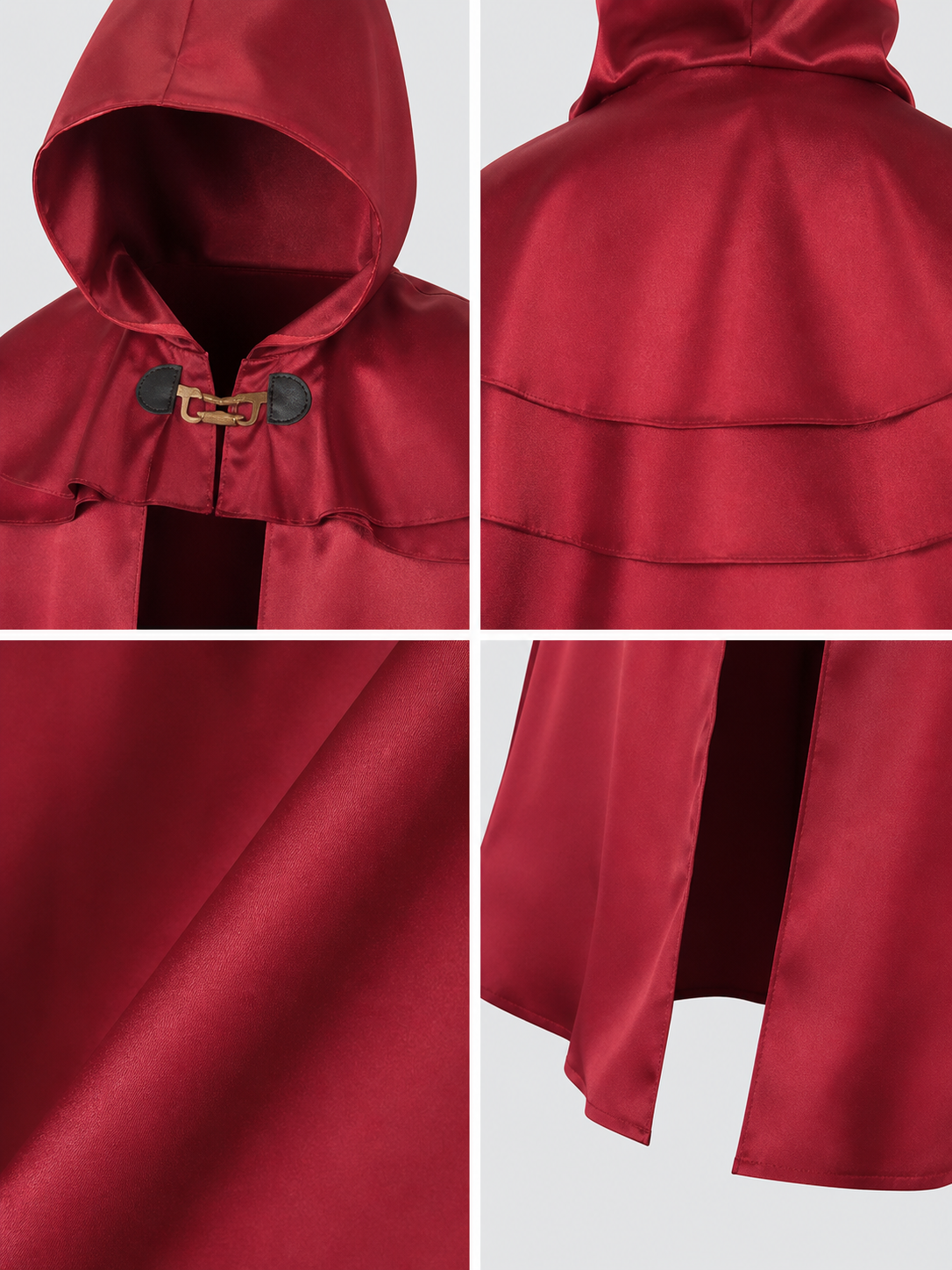 Red Hooded Cape Cloak with Pendant