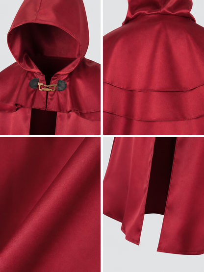 Red Hooded Cape Cloak with Pendant