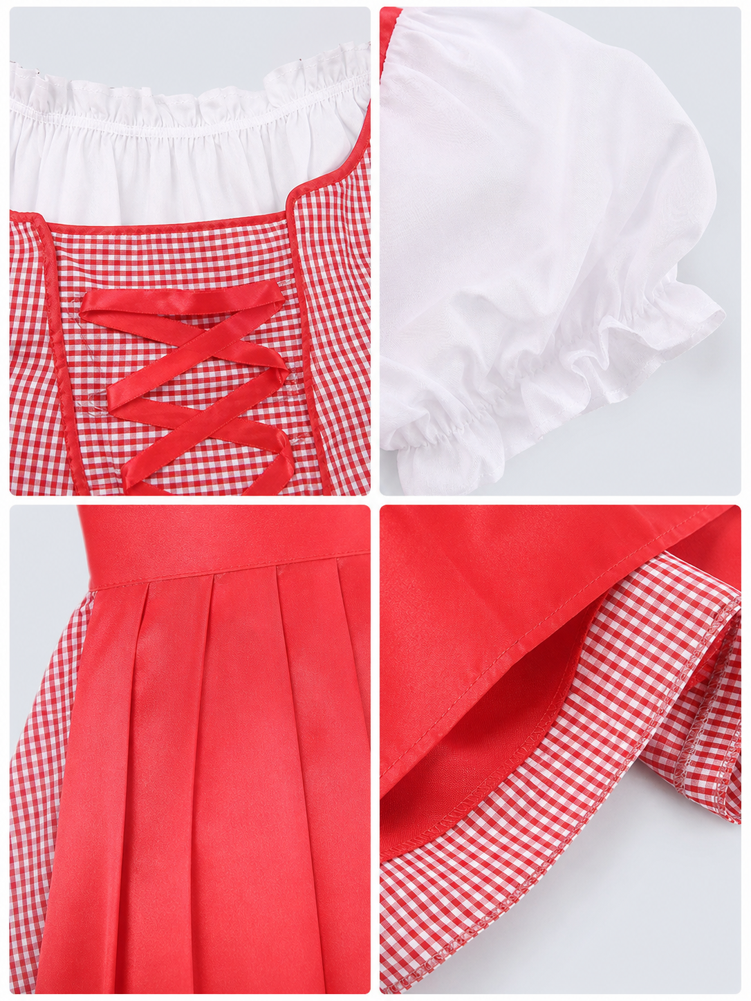 Red and White Carnival Cosplay Dress detail view