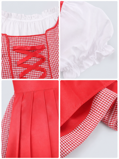 Red and White Carnival Cosplay Dress detail view