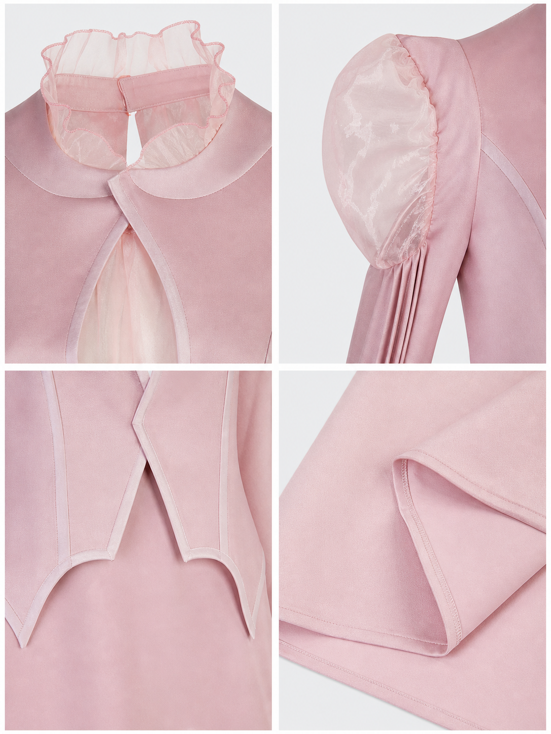 Glinda Cosplay Costume, Pink Dress with Puff Sleeves