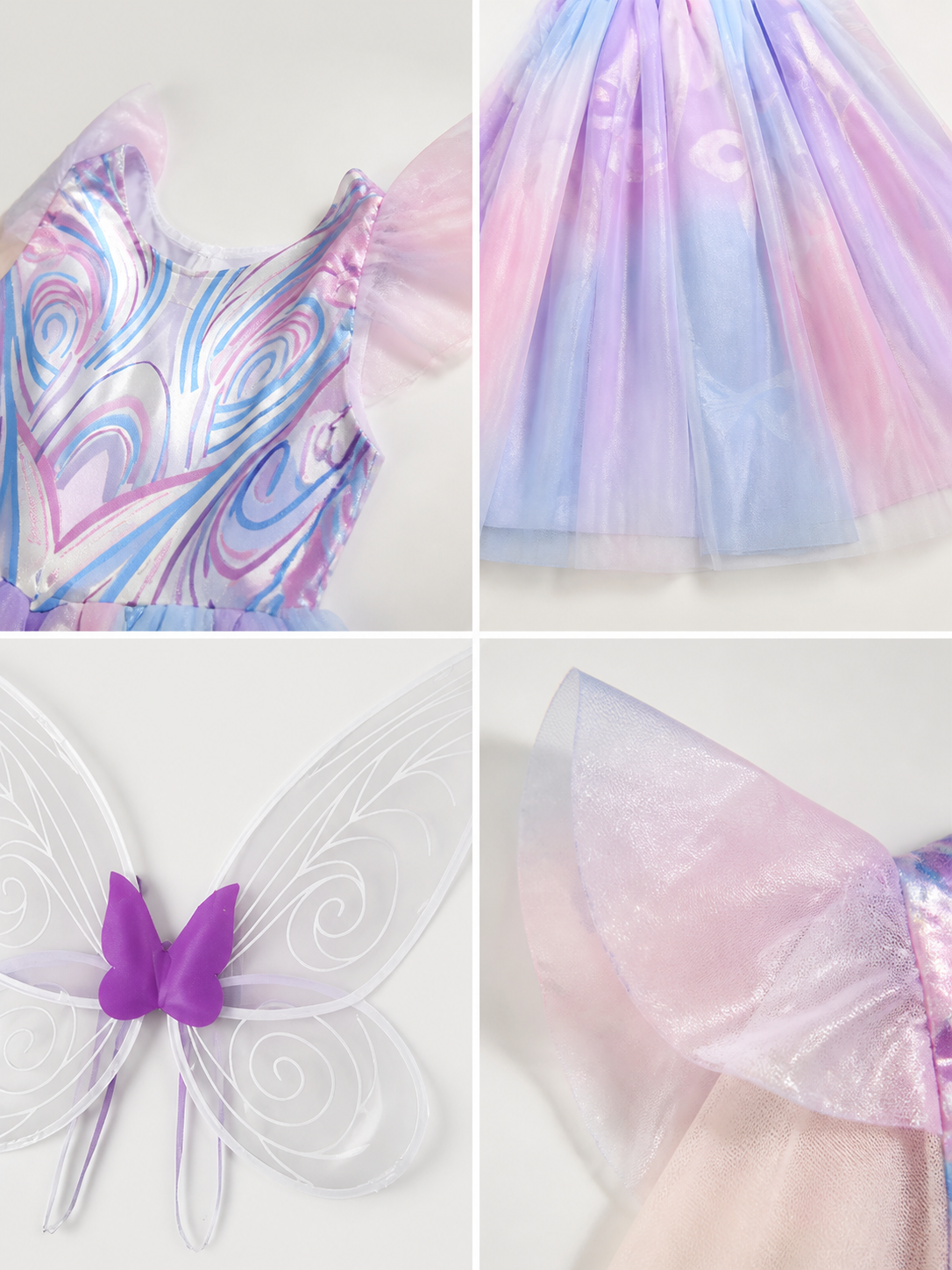 Princess Costume with Butterfly Wings detail view