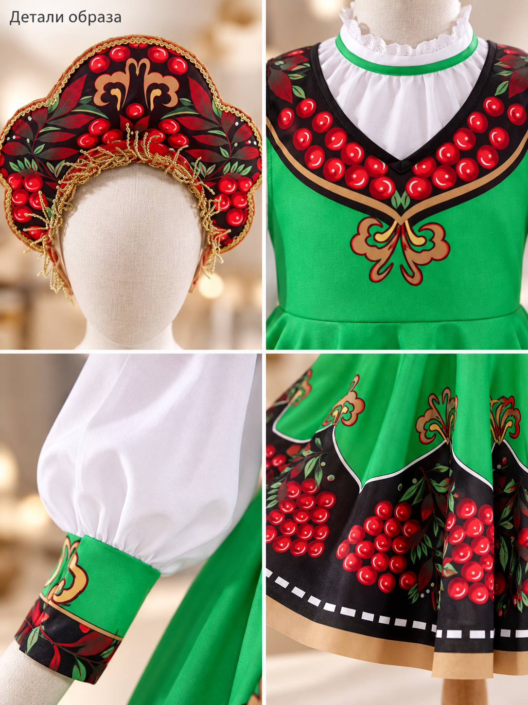 Children’s Stage Costume: Sundress and Kokoshnik detail view