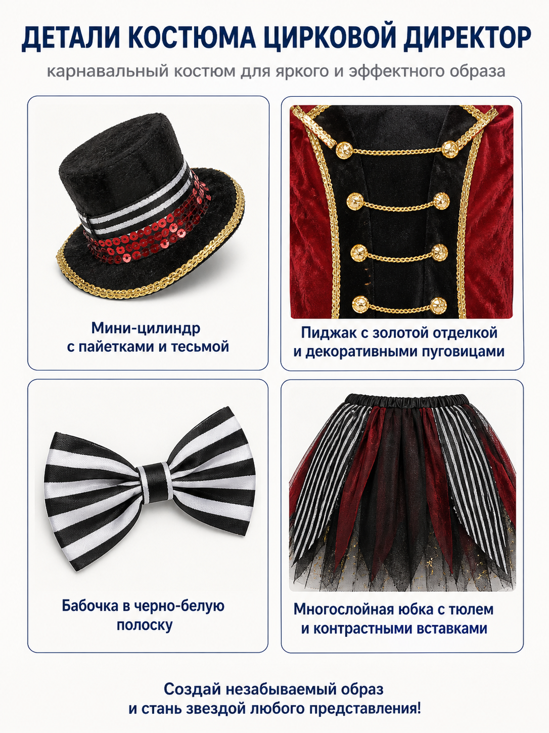 Clown Costume with an Asymmetrical Skirt, Red and Black product detail composite