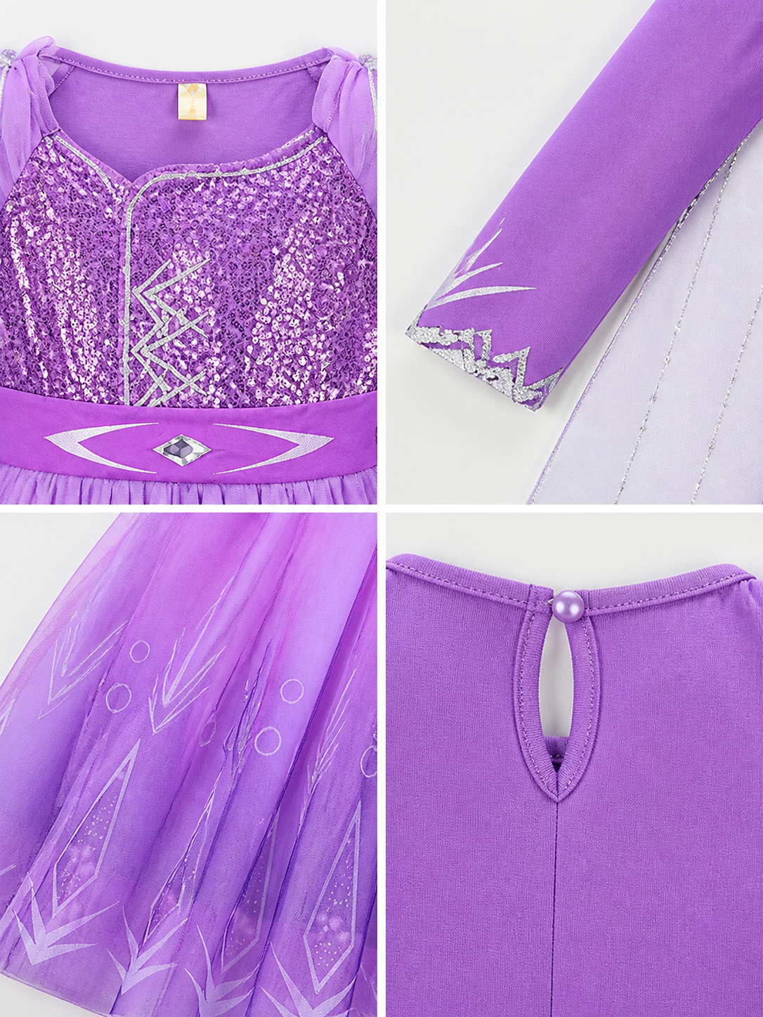 Snow Queen Costume Dress for Halloween and Cosplay detail view