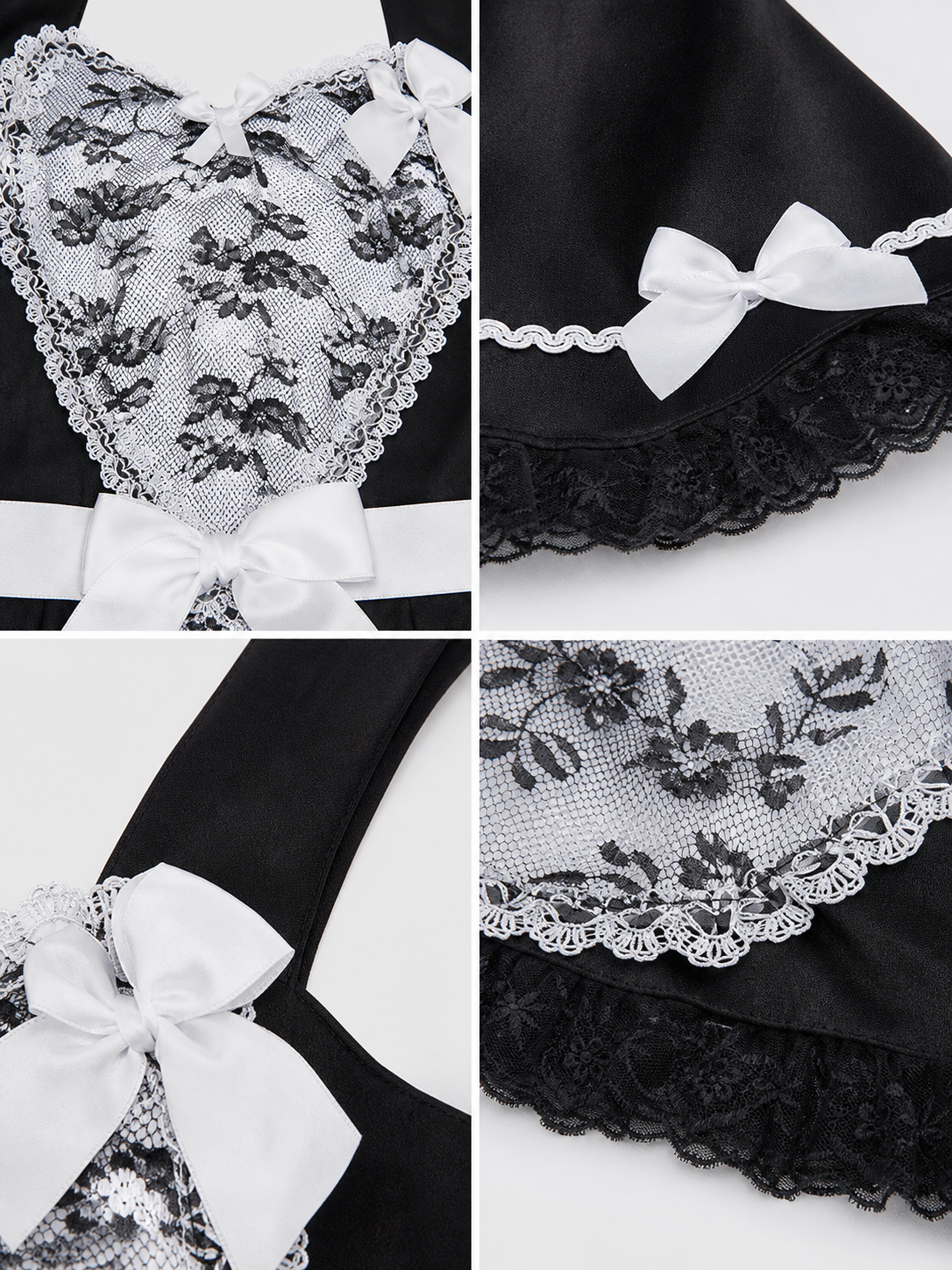 Cosplay Dress with Black-and-White Decor and Apron