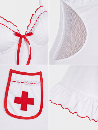 White Medical-Style Costume with a Red Cross