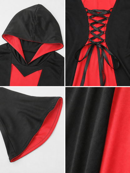 Vampire Costume with Sleeves and Cross-Lacing detail view
