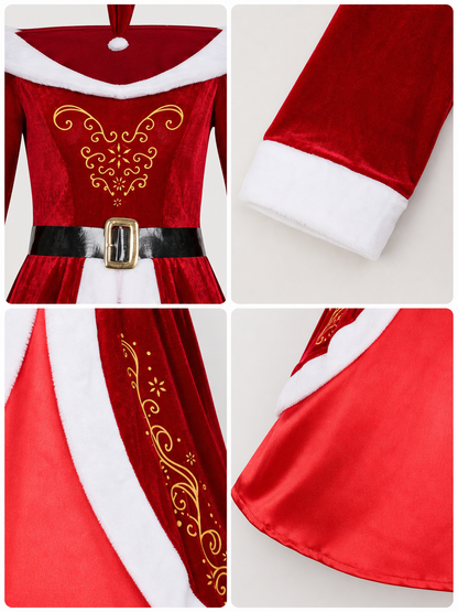 Red and White Christmas Character Costume with Hat