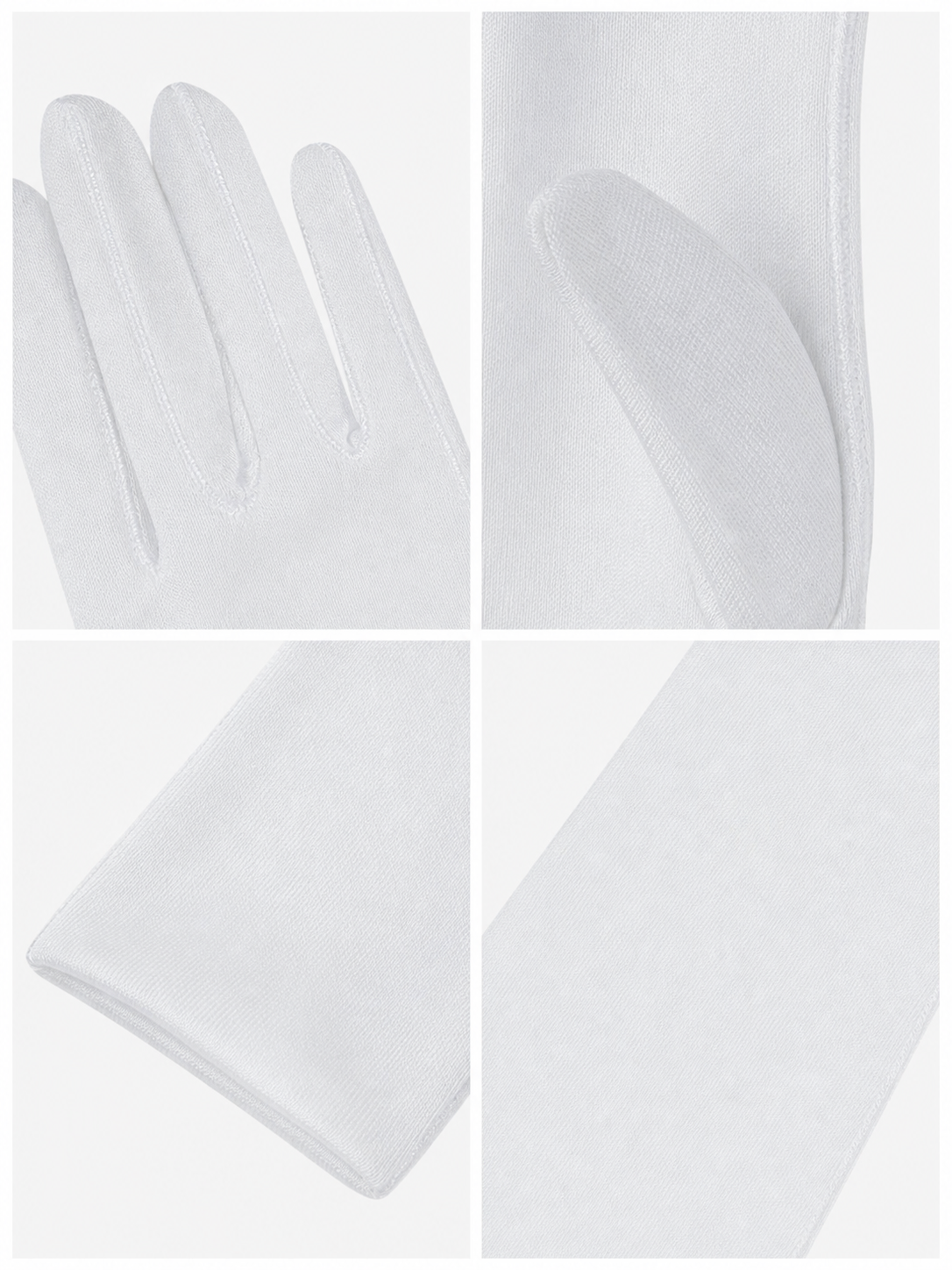 Long White Gloves with Covered Fingers