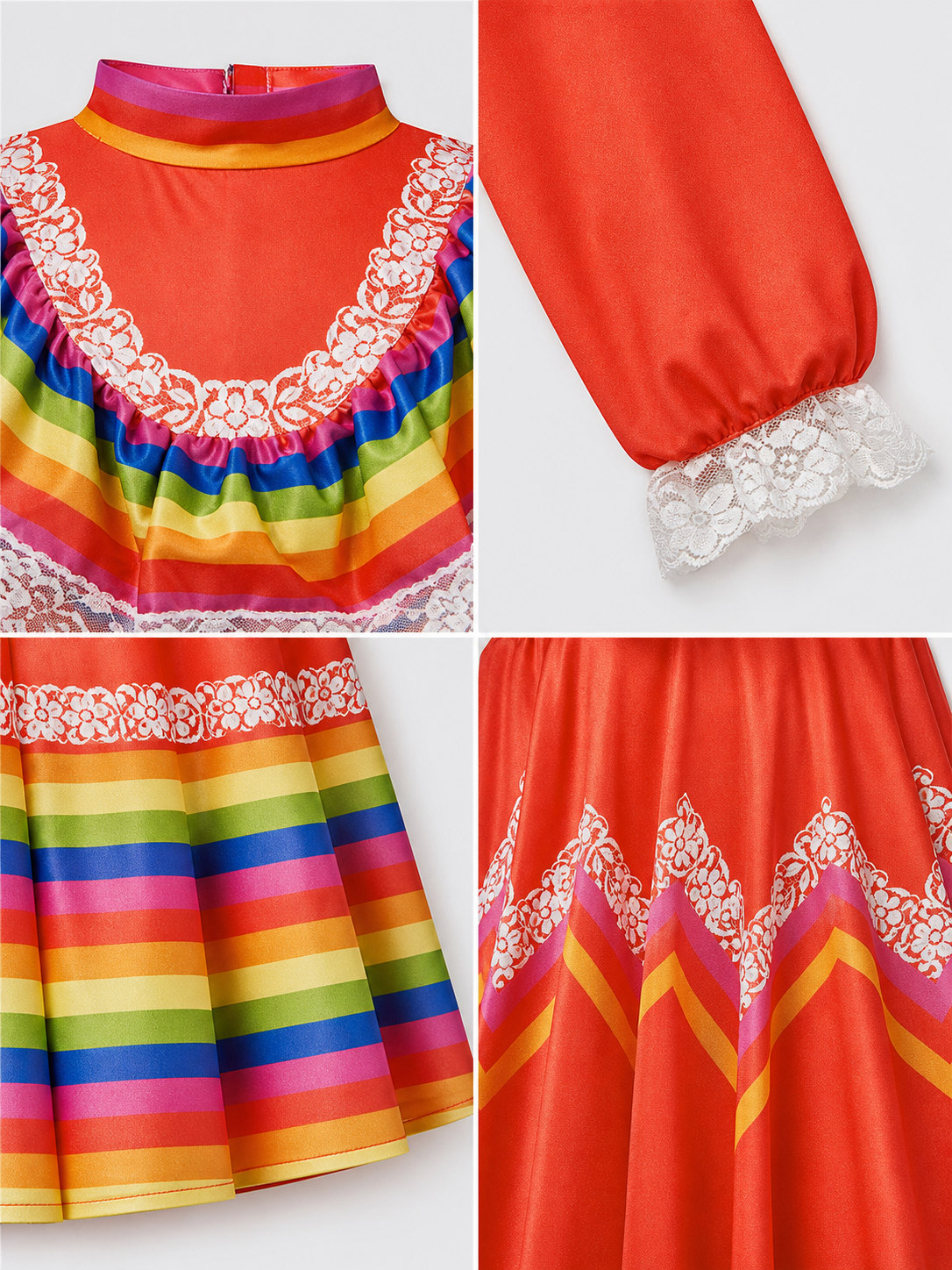 Folk Performance Dress with Long Sleeves