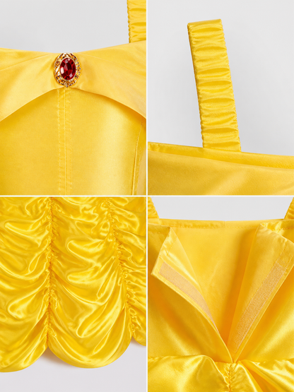 Yellow Princess Costume Dress for Halloween and Cosplay detail view