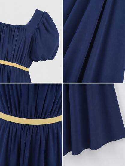 Long Bridgerton-style dress with sleeves