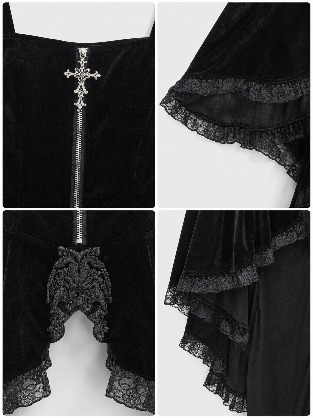 Gothic Cosplay Dress with Lace and Zipper