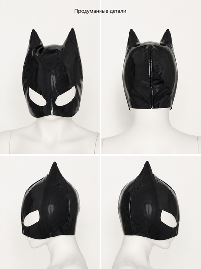 Black Carnival Headpiece with Cat Ears detail view