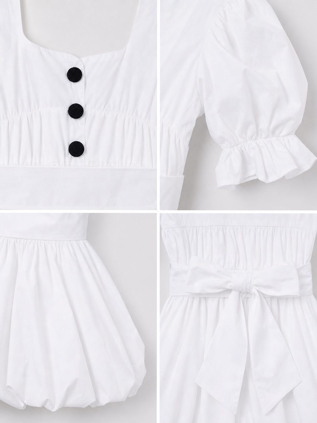 Clown Cosplay Costume with a White Puffed Dress detail view