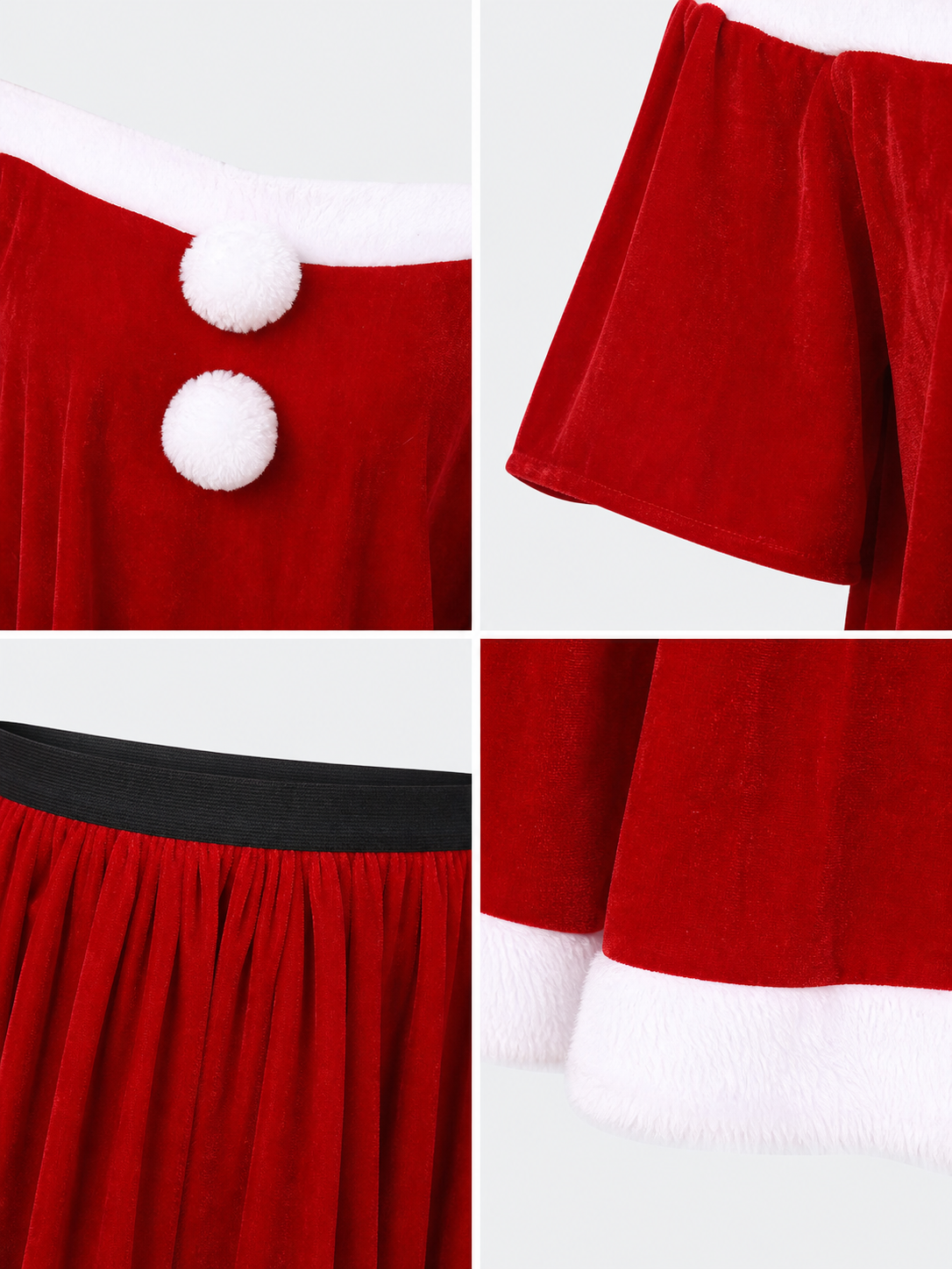 Festive Santa Claus Costume: Top, Skirt, and Hat