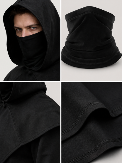 Black Carnival Cloak with Hood and Mask detail view 2