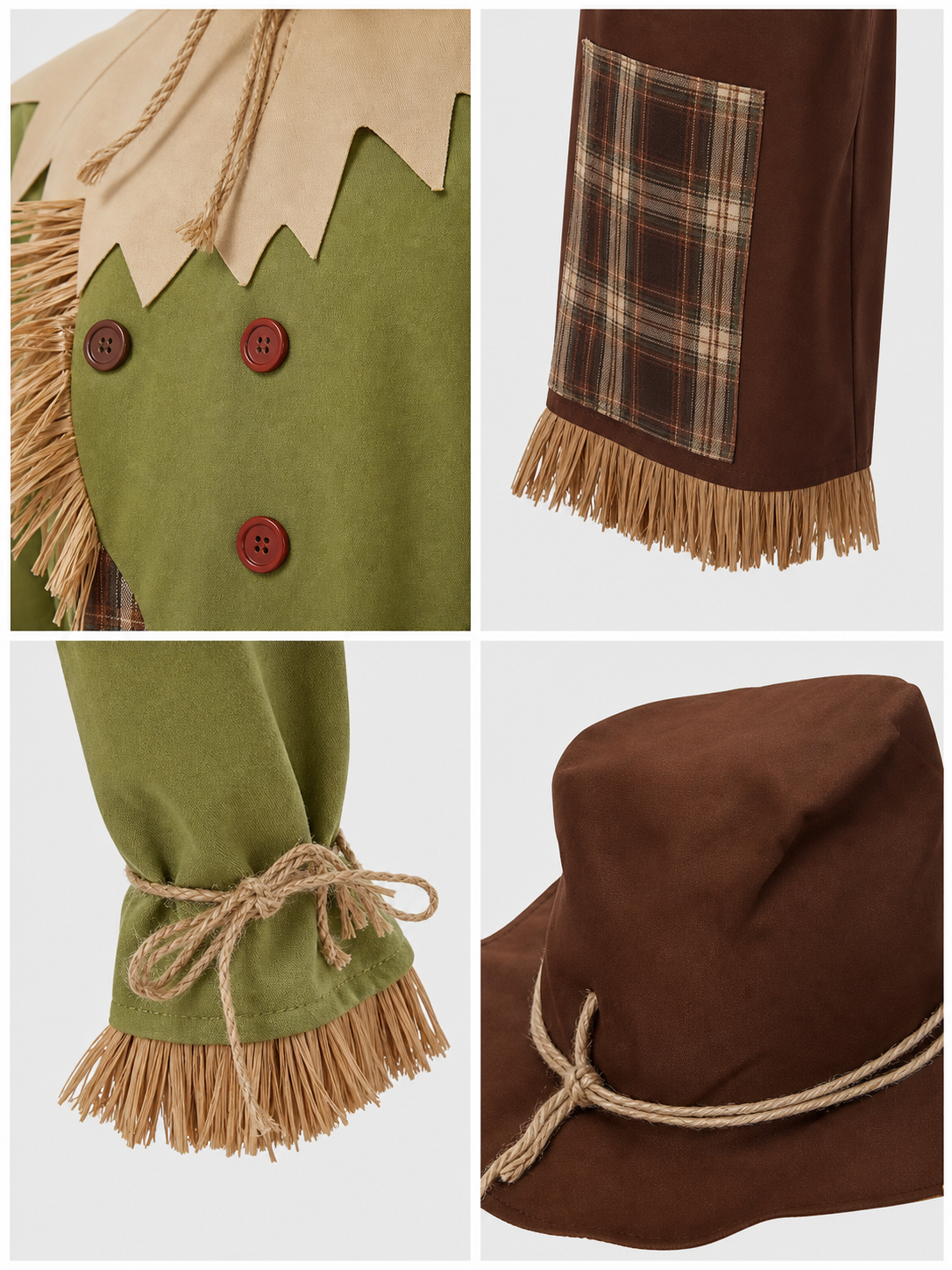 Scarecrow Costume with Hat and Scarf for Cosplay