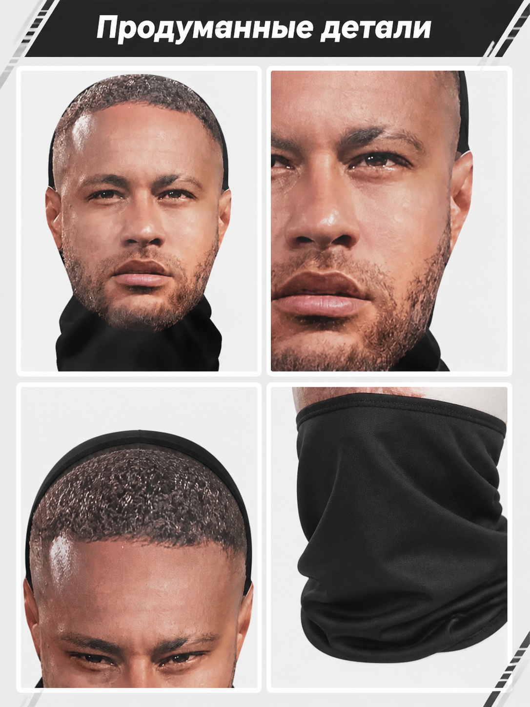 Halloween Mask with a Realistic Face and Beard for Cosplay detail view