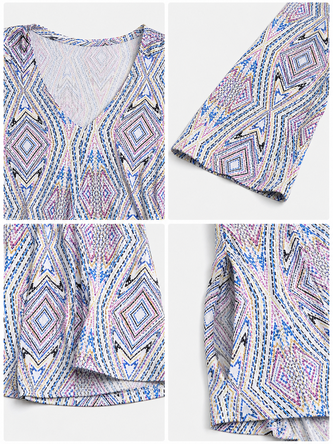 Retro 1970s Dress with Geometric Print detail view
