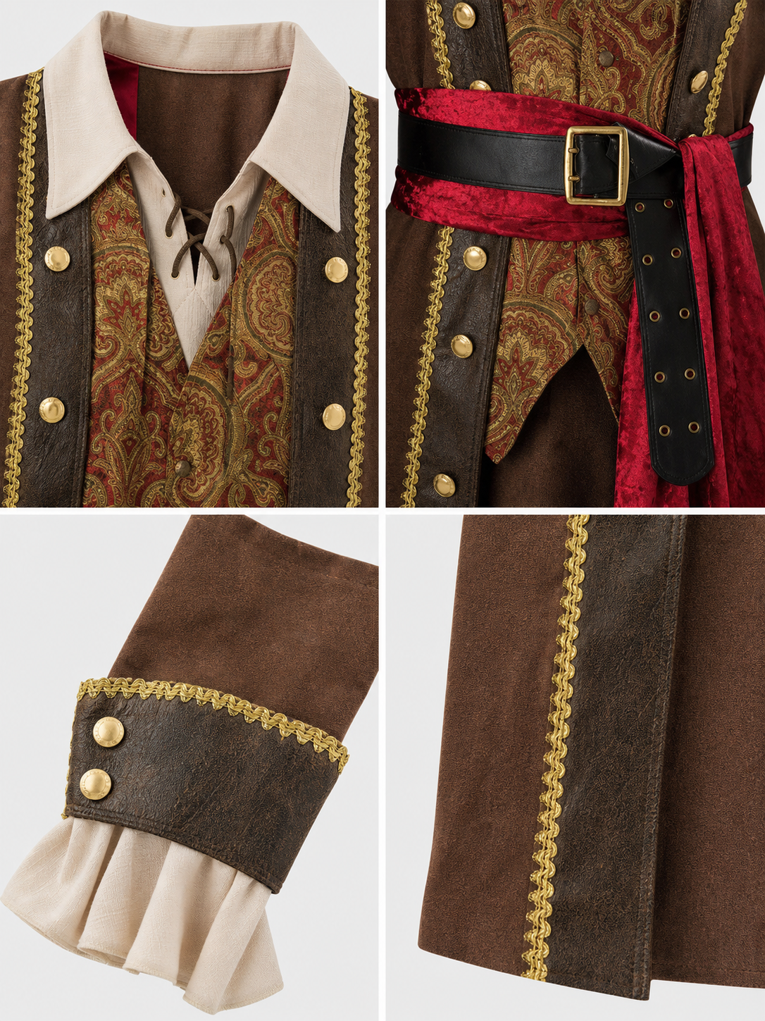 Pirate Costume with Frock Coat and Accessories
