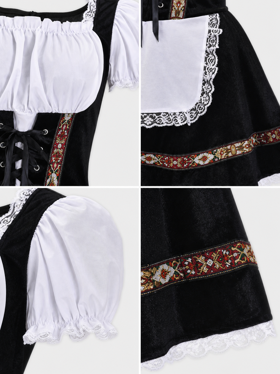 Historical national costume with apron and lace