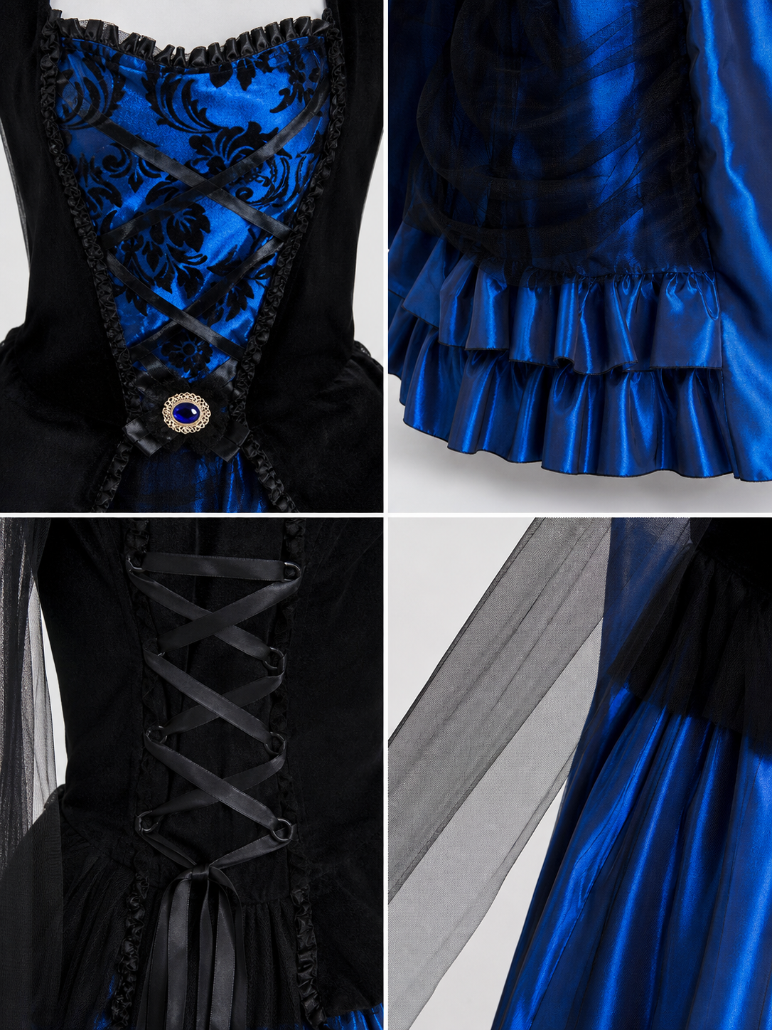 Gothic Costume Dress with Cape and Gloves