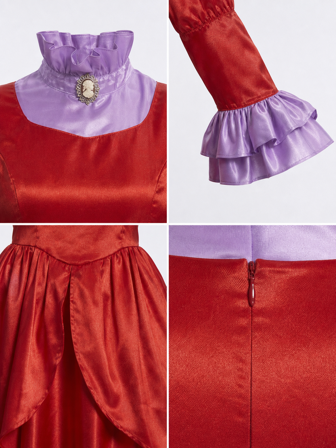 Red Queen Stage Costume with a High Collar